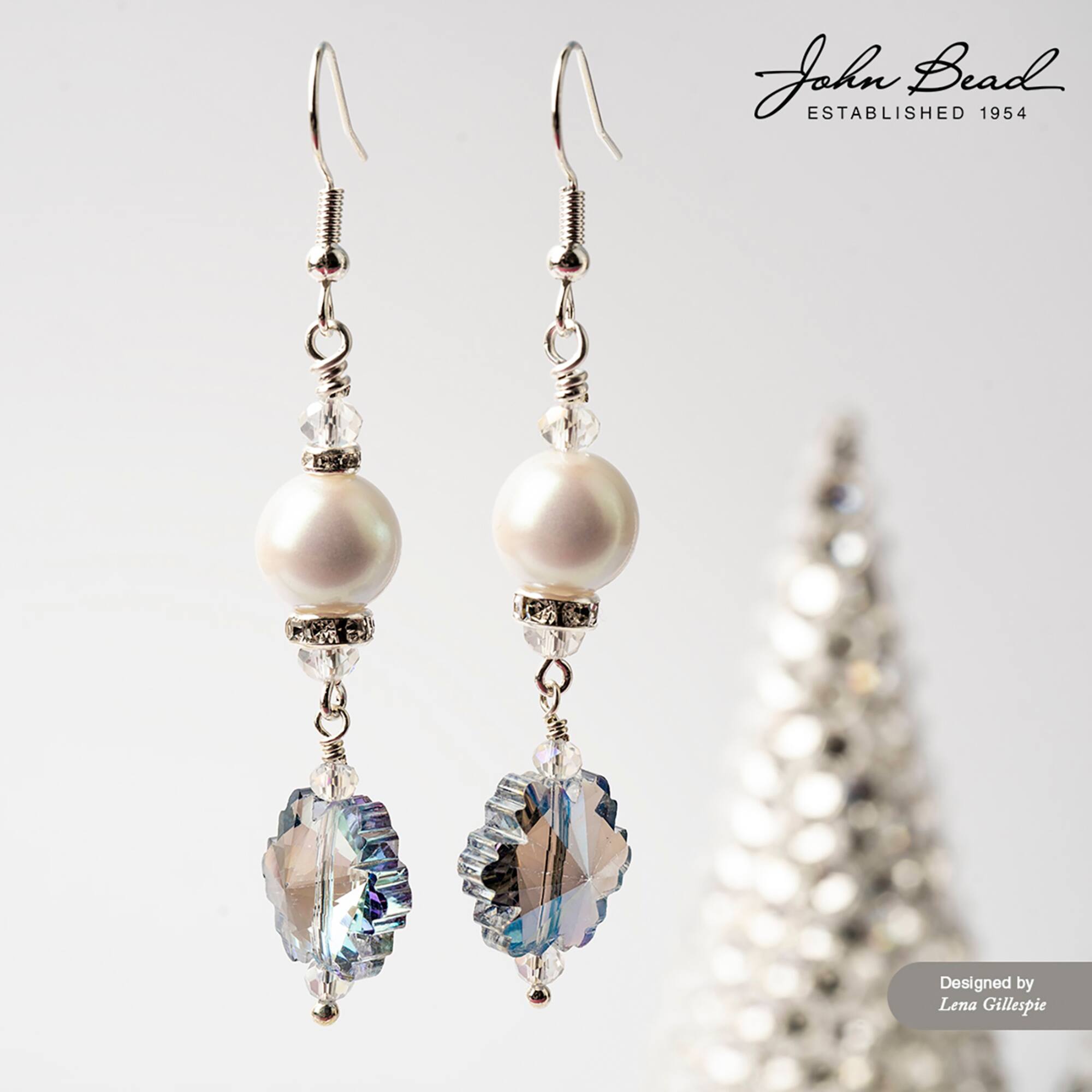 Crystal Lane DIY 7" Silver & Blue Snowflake Designer Holiday Christmas Glass Bead Strand